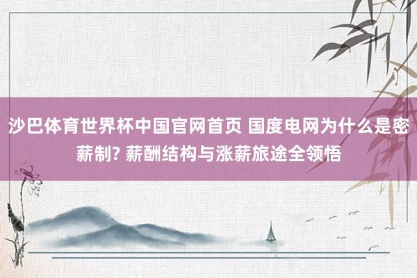 沙巴体育世界杯中国官网首页 国度电网为什么是密薪制? 薪酬结构与涨薪旅途全领悟
