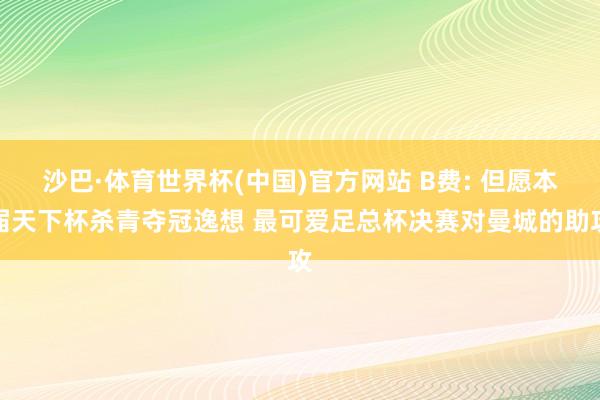 沙巴·体育世界杯(中国)官方网站 B费: 但愿本届天下杯杀青夺冠逸想 最可爱足总杯决赛对曼城的助攻