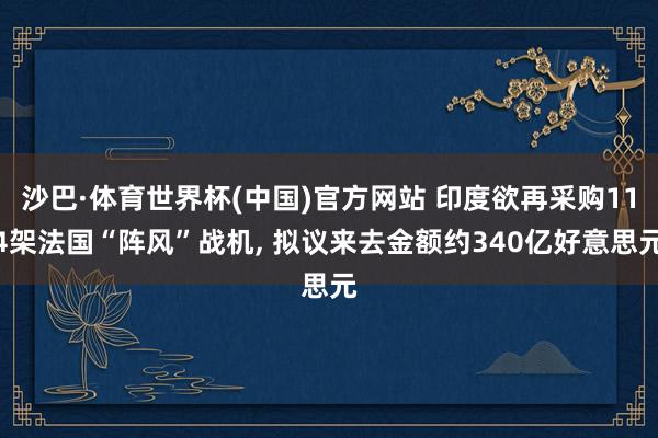 沙巴·体育世界杯(中国)官方网站 印度欲再采购114架法国“阵风”战机, 拟议来去金额约340亿好意思元
