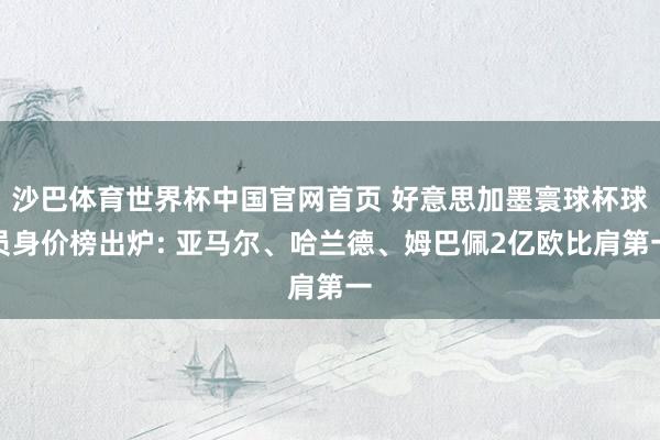 沙巴体育世界杯中国官网首页 好意思加墨寰球杯球员身价榜出炉: 亚马尔、哈兰德、姆巴佩2亿欧比肩第一