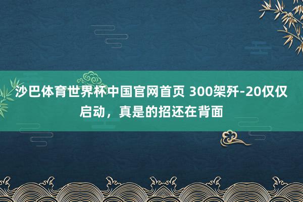 沙巴体育世界杯中国官网首页 300架歼-20仅仅启动，真是的招还在背面