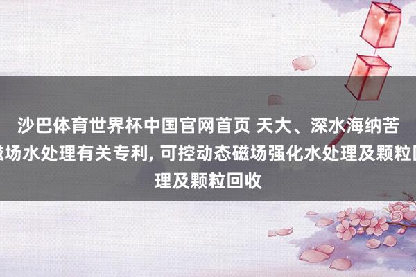 沙巴体育世界杯中国官网首页 天大、深水海纳苦求磁场水处理有关专利, 可控动态磁场强化水处理及颗粒回收