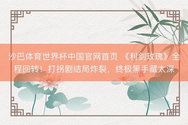 沙巴体育世界杯中国官网首页 《利剑玫瑰》全程回转！打拐剧结局炸裂，终极黑手藏太深