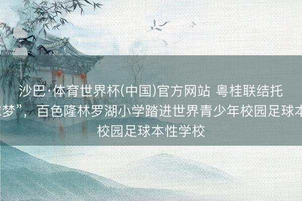 沙巴·体育世界杯(中国)官方网站 粤桂联结托起“足球梦”，百色隆林罗湖小学踏进世界青少年校园足球本性学校