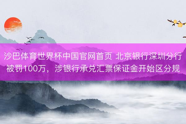 沙巴体育世界杯中国官网首页 北京银行深圳分行被罚100万,涉银行承兑汇票保证金开始区分规